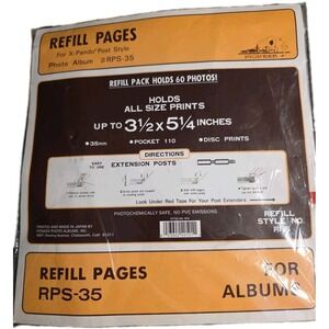 Pioneer RPS-35 Refill Pages X-Pando Photo Album 3.5x5 Prints Vintage New Stock
